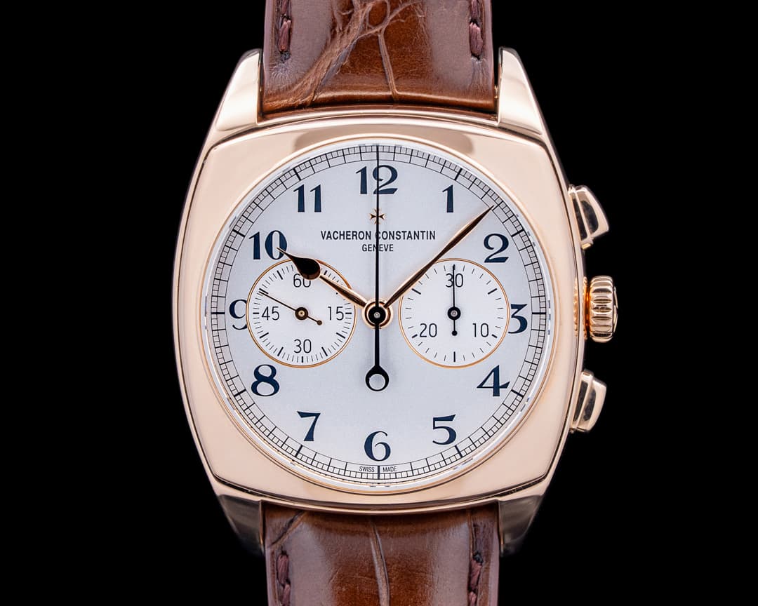 Image of Vacheron Constantin 5000S/000R Harmony Chronograph Small Model 18K Rose Gold Silver Dial
