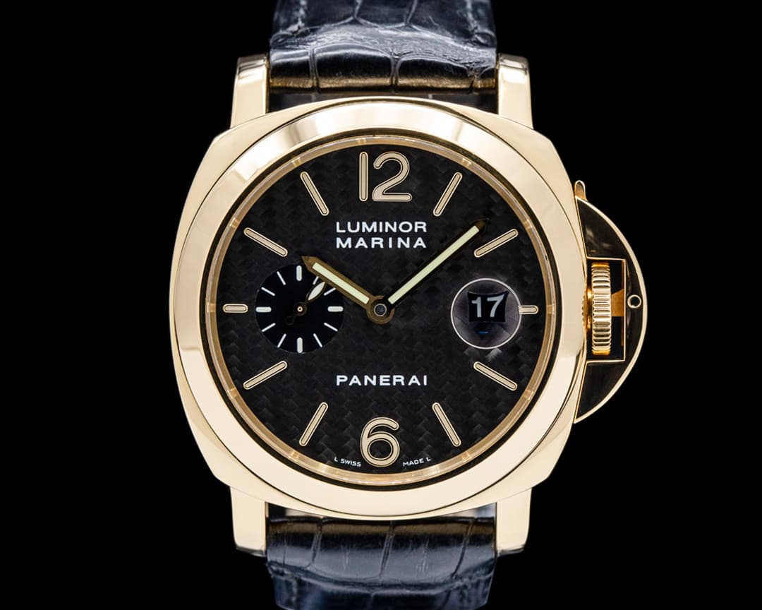 Image of Panerai PAM00140 Luminor Marina Automatic 18K YG Carbon Fiber Dial LIMITED