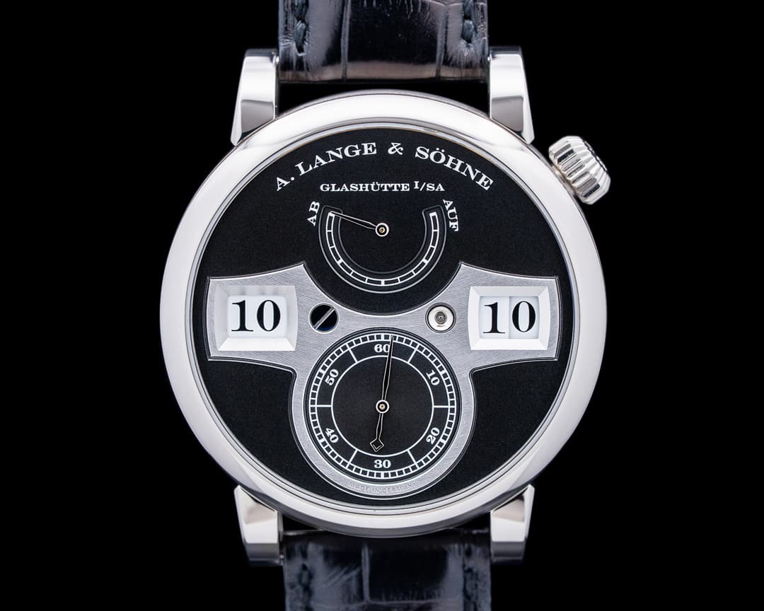 A. Lange and Sohne 140.029 Zeitwerk 18K White Gold Black Dial