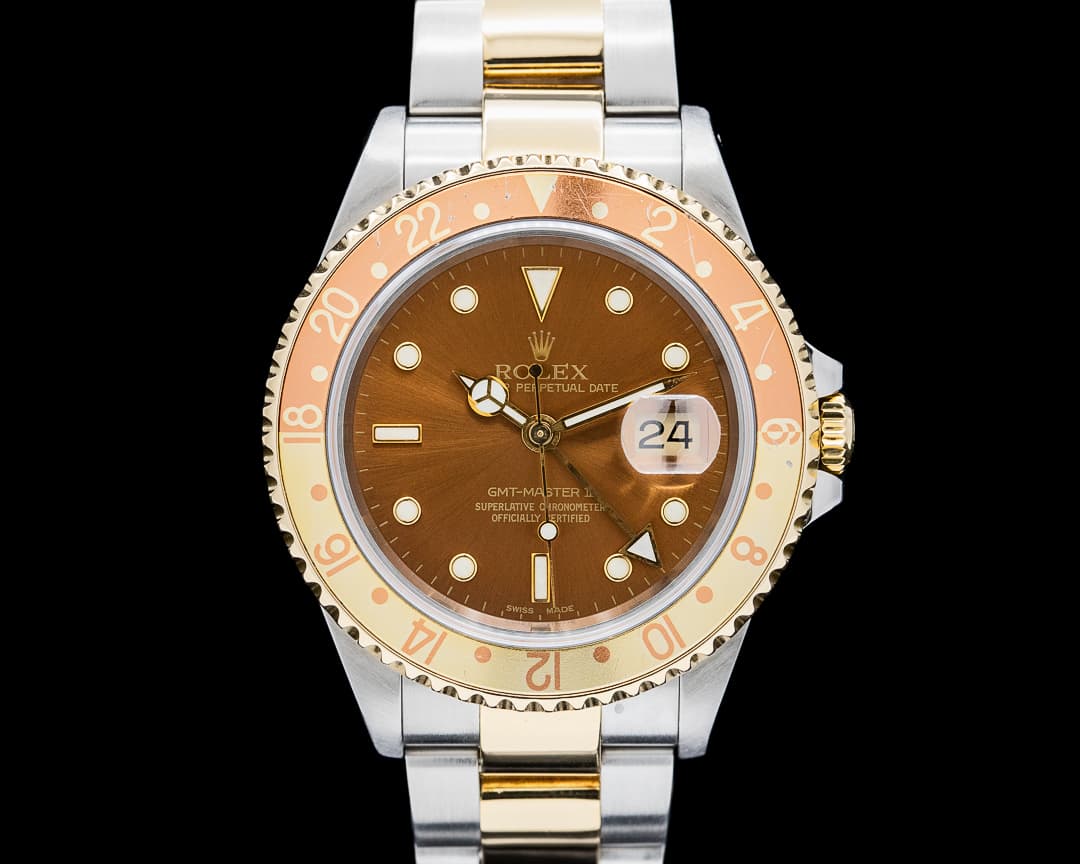 Image of Rolex 16713 GMT Master II "Root Beer" SS / 18K YG Brown Dial