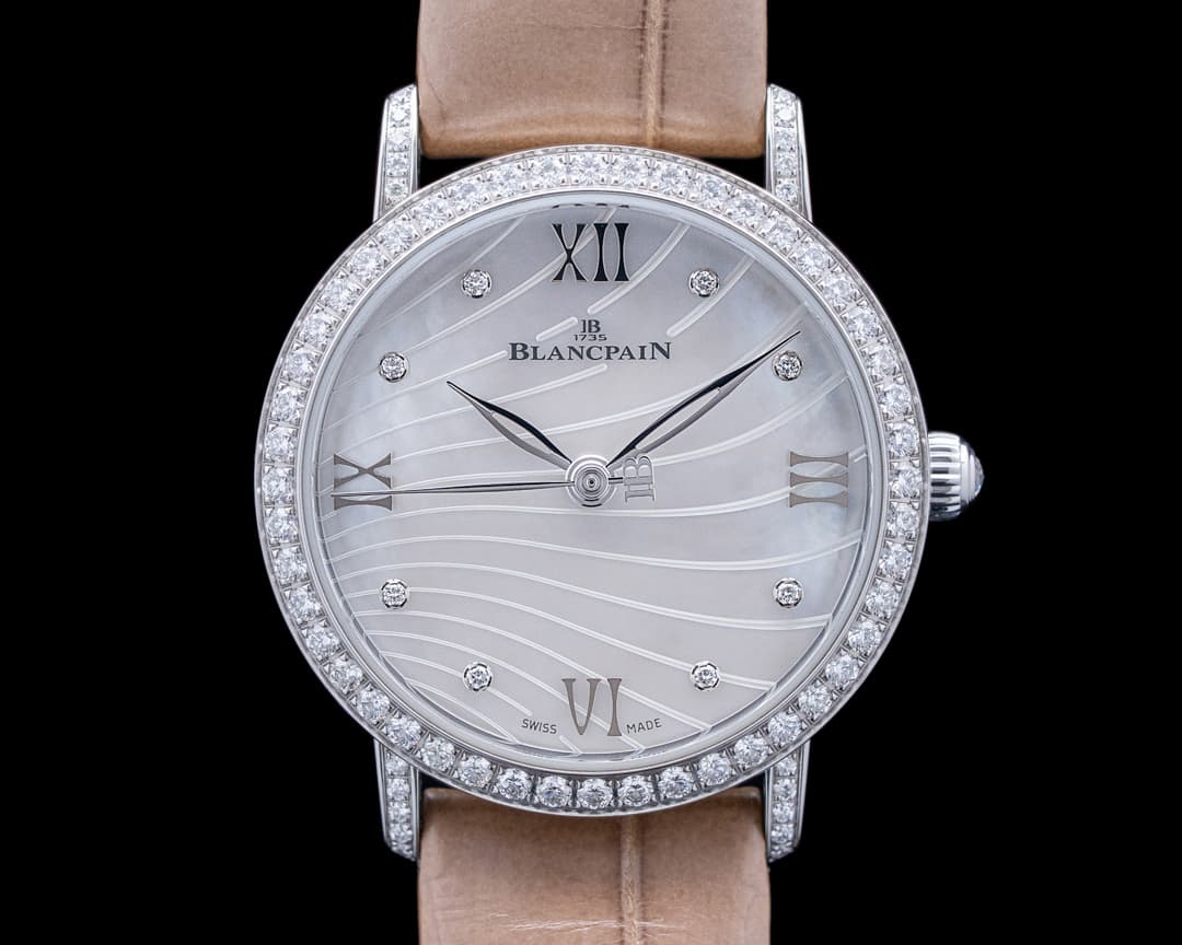 Image of Blancpain 6104 Villeret Ultra-Slim SS Mother of Pearl Diamond Dial