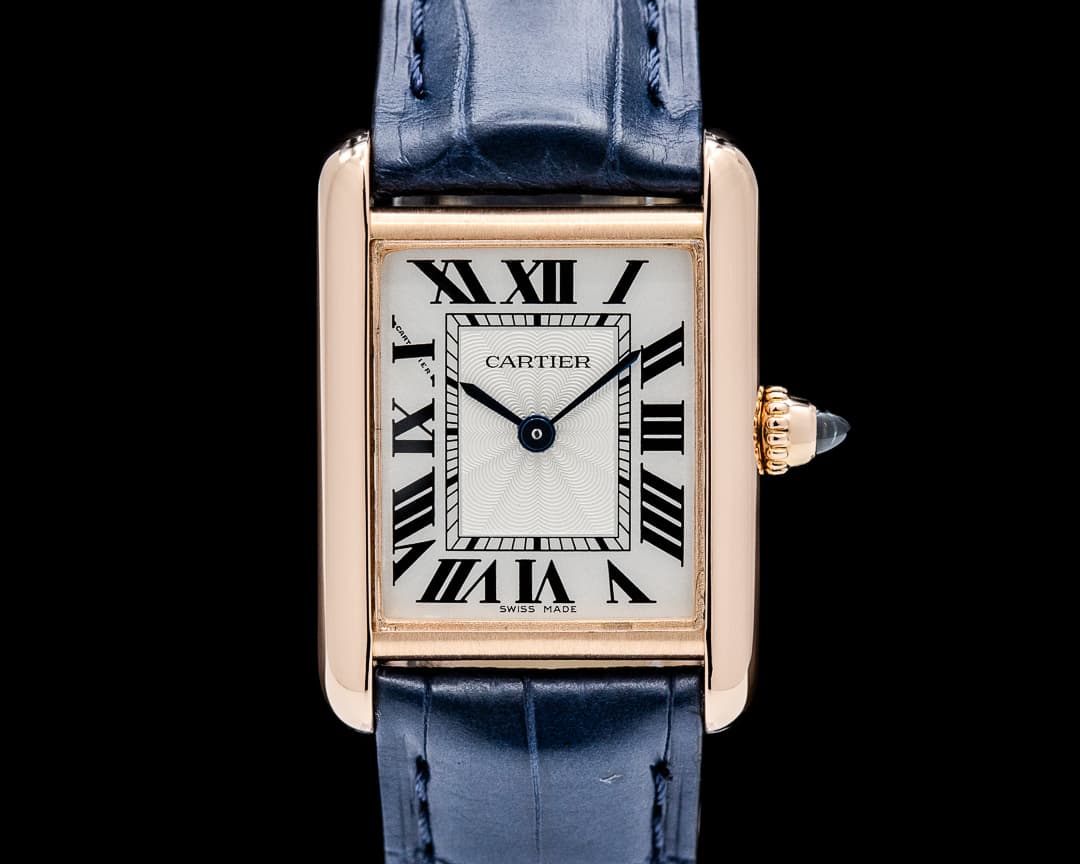 Image of Cartier WGTA0010 Tank Louis Cartier 18K Rose Gold Silver Dial