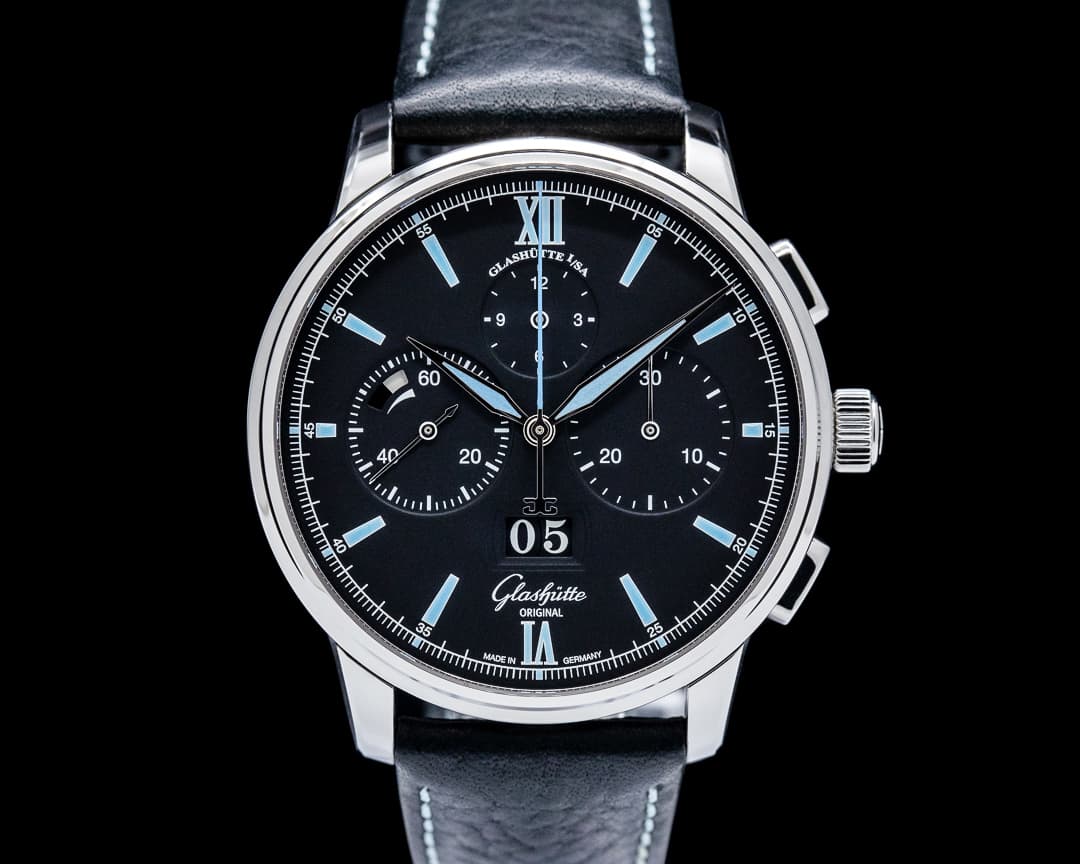 Image of Glashutte Original Senator Chronograph Panorama Date SS Black Dial