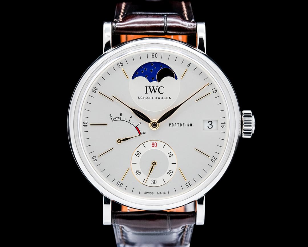 Image of IWC IW516401 Portofino Hand-Wound Moon Phase SS Silver Dial
