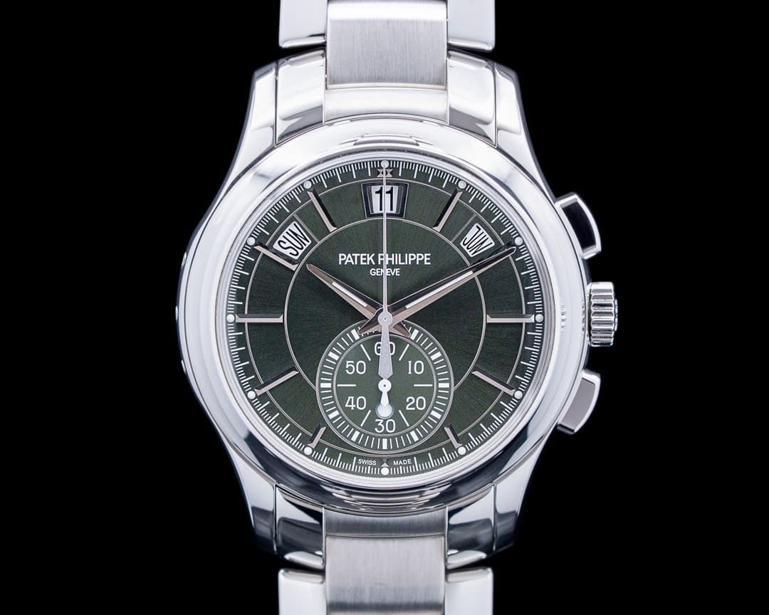 Image of Patek Philippe 5905 Annual Calendar Chronograph SS Olive Green Dial