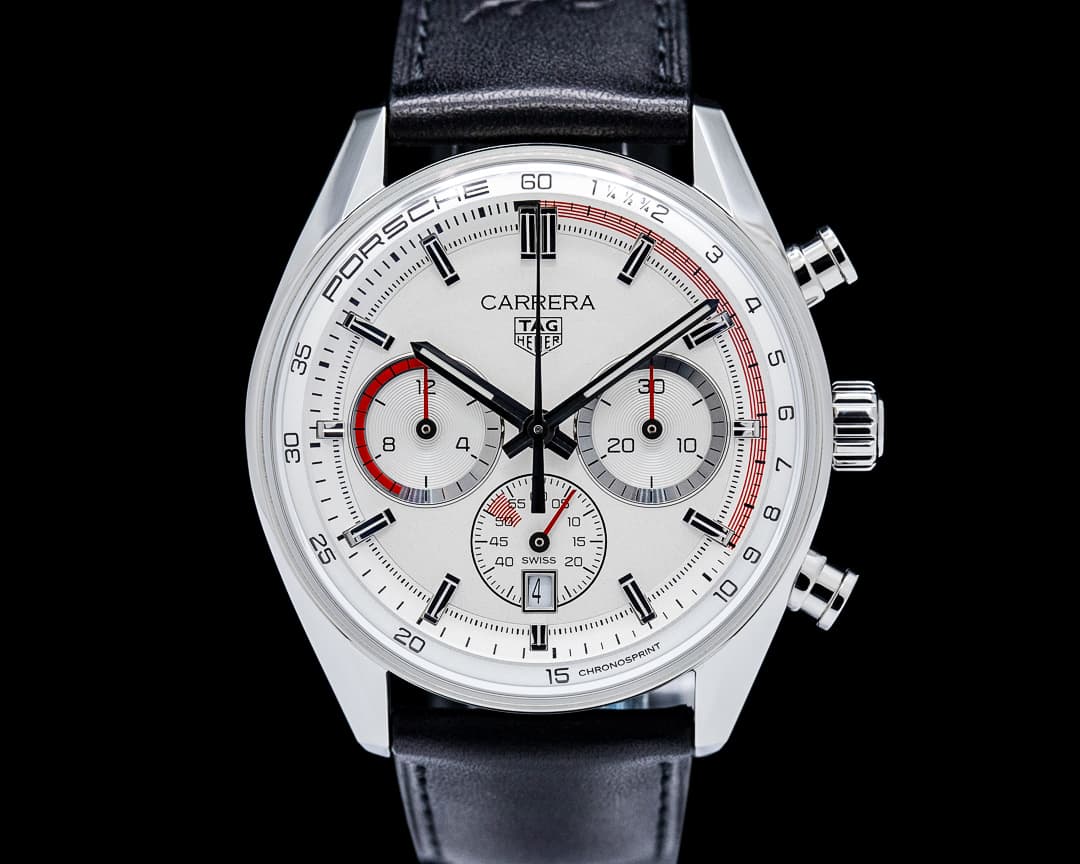 Image of TAG Heuer Carrera Chronosprint x Porsche Special Edition SS Silver Dial