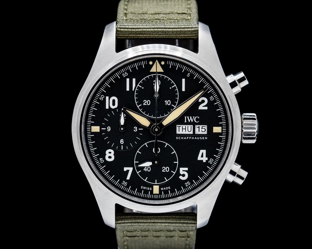 Image of IWC IW387901 Pilot's Watch Chronograph Spitfire SS Black Dial