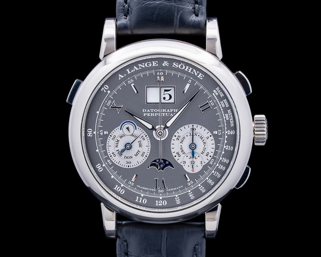Image of A. Lange and Sohne Datograph Perpetual Calendar Chronograph 18K WG Gray Dial