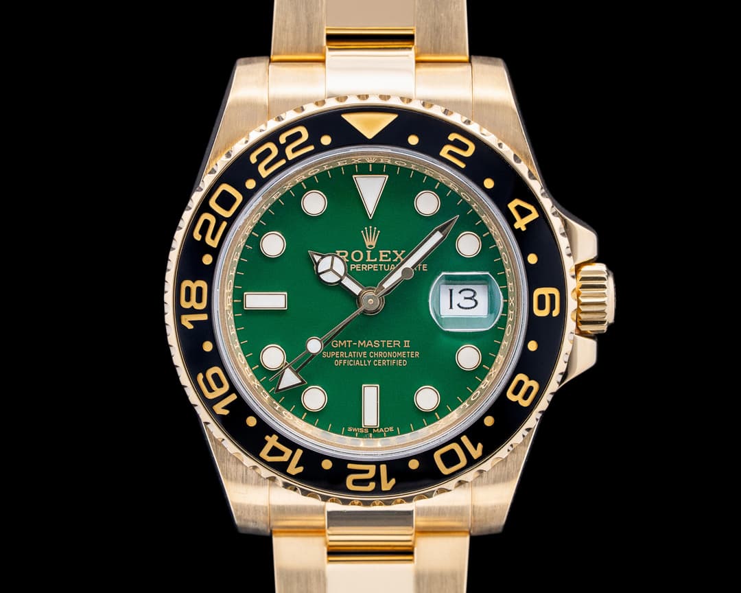 Image of Rolex 116718LN GMT-Master II 18K Yellow Gold Green Dial Circa. 2006