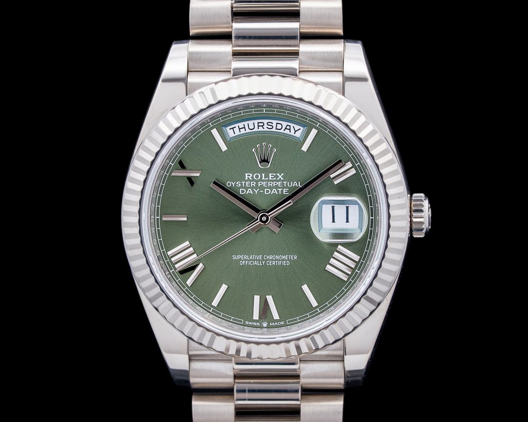 Image of Rolex 228239 Day-Date 40MM 18K White Gold Green Roman Dial
