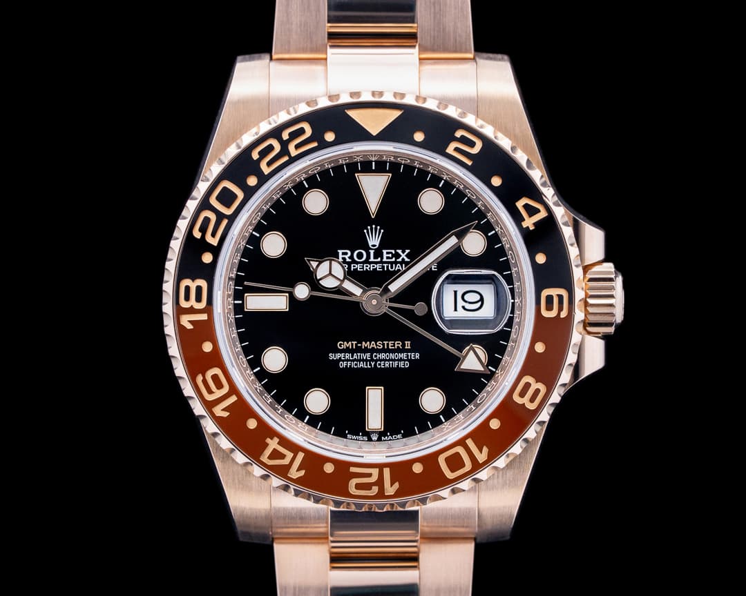 Image of Rolex 126715CHNR GMT Master II "Root Beer" 18K Everose Gold Black Dial