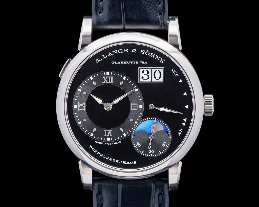 Image of A. Lange and Sohne 192.029 Lange 1 Moon Phase 18K White Gold Black Dial