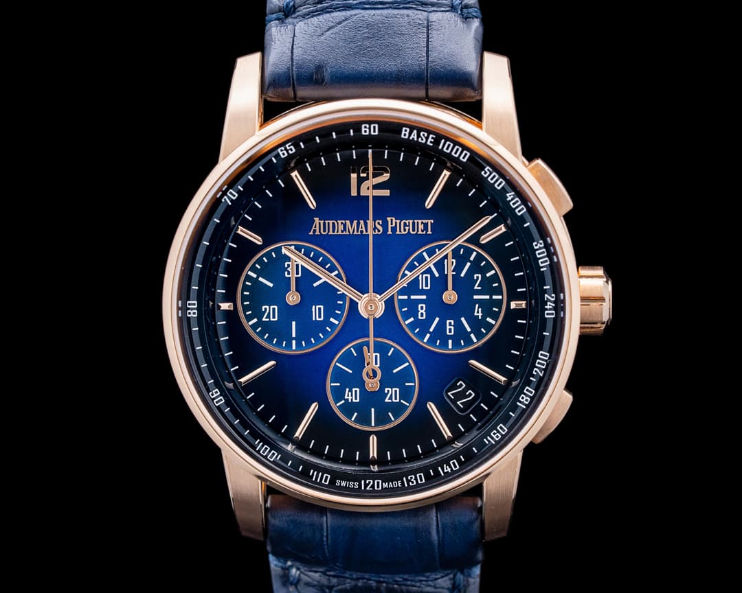 Image of Audemars Piguet 26393OR Code 11.59 Chronograph 18K Rose Gold Blue Dial