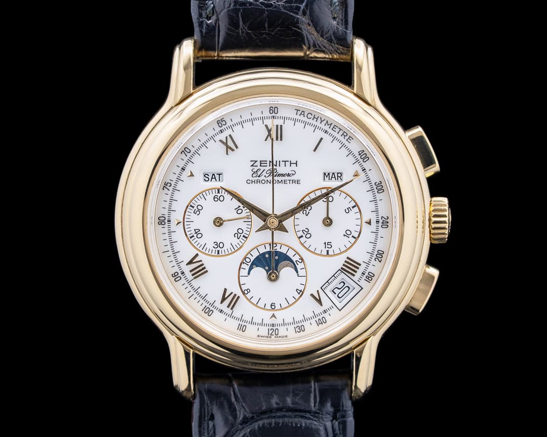 Zenith El Primero Chronomaster Moon 18K Yellow Gold White Dial