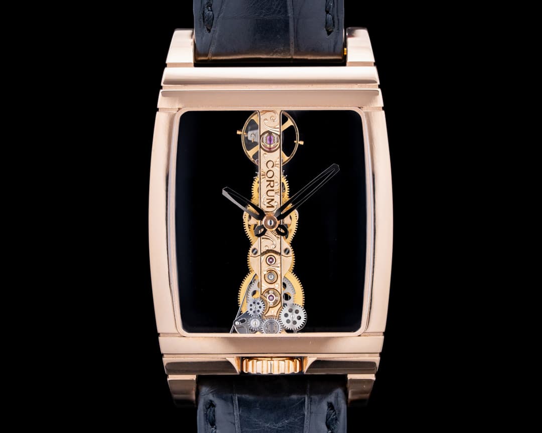 Image of Corum B113/01043 Golden Bridge 18K Rose Gold Skeleton Dial