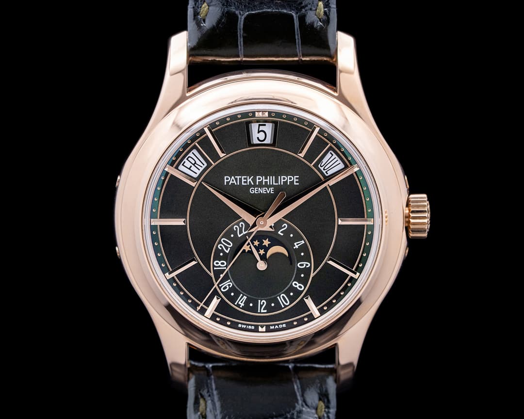 Image of Patek Philippe 5205R Annual Calendar 18K Rose Gold Green Dial