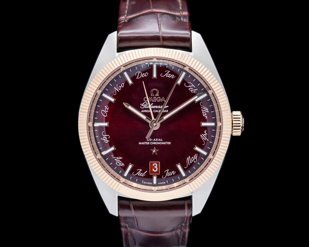 Image of Omega Globemaster Annual Calendar SS / 18K Rose Gold Burgundy Dial
