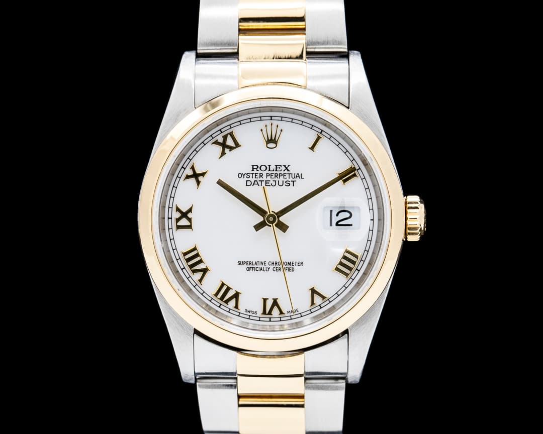 Image of Rolex Datejust 18K YG / SS White Roman Dial Circa. 2000