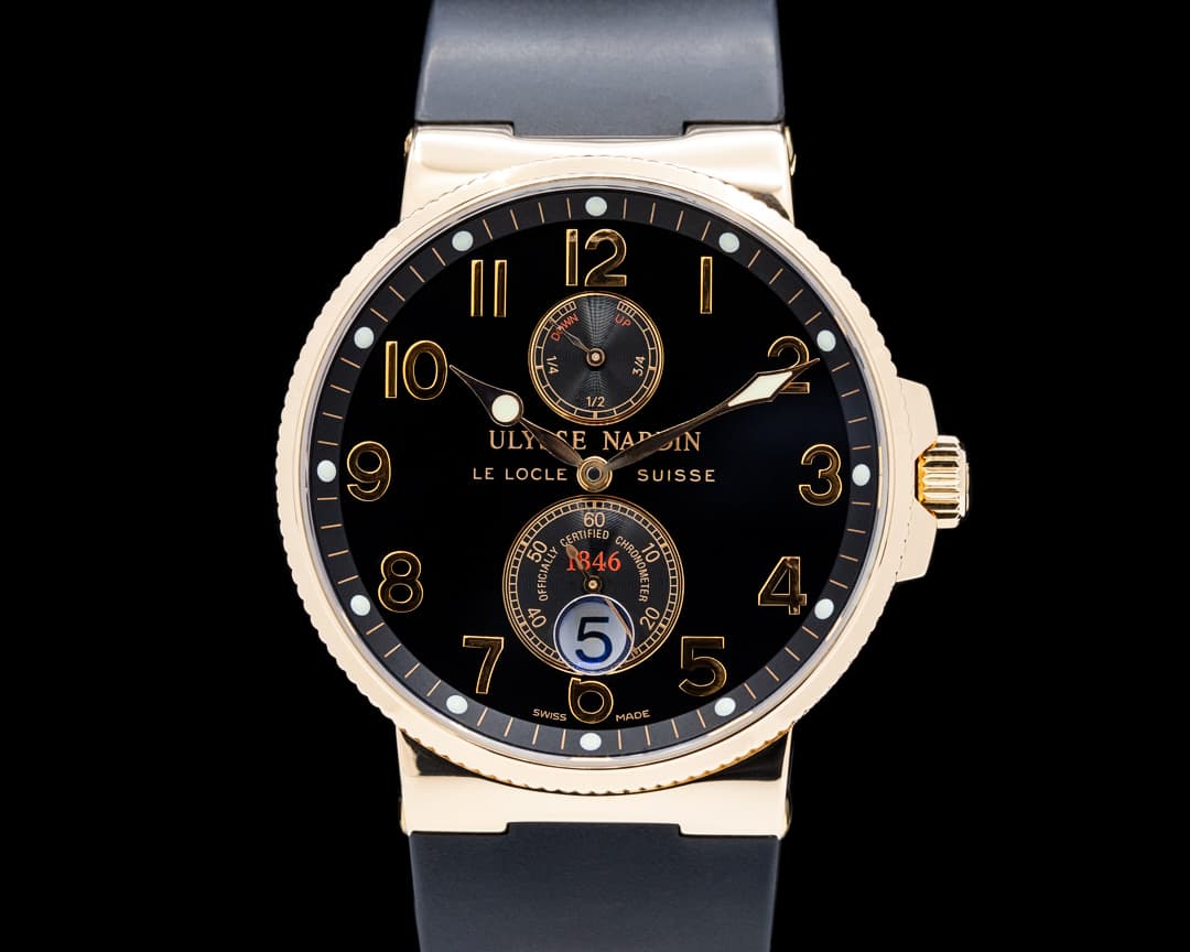 Image of Ulysse Nardin 266-66-3/62 Maxi Marine Chronometer 18K Rose Gold Black Dial