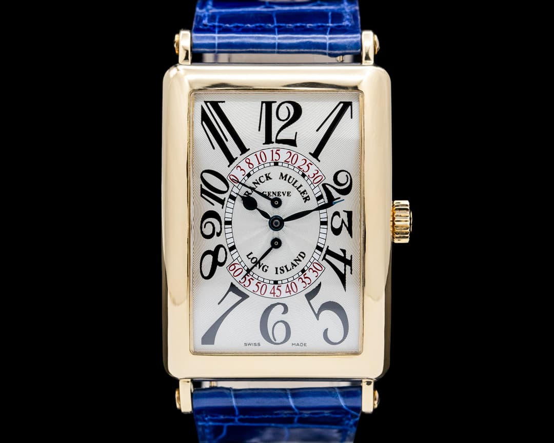 Franck Muller Long Island Double Retrograde 18K Yellow Gold Silver Dial