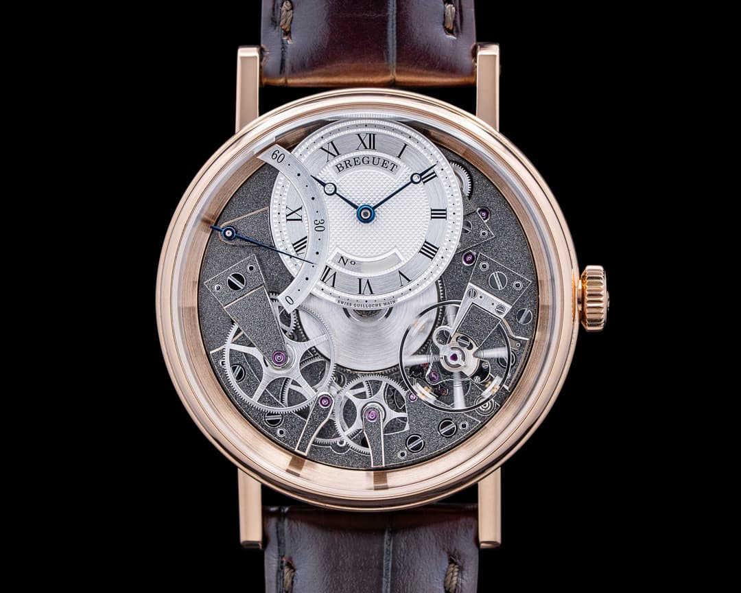 Breguet 7097BR Tradition 18K Rose Gold Silver Skeleton Dial