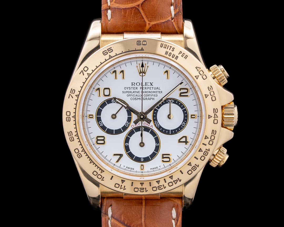 Rolex 16518 Daytona 18K Yellow Gold White Arabic Dial Circa. 1995