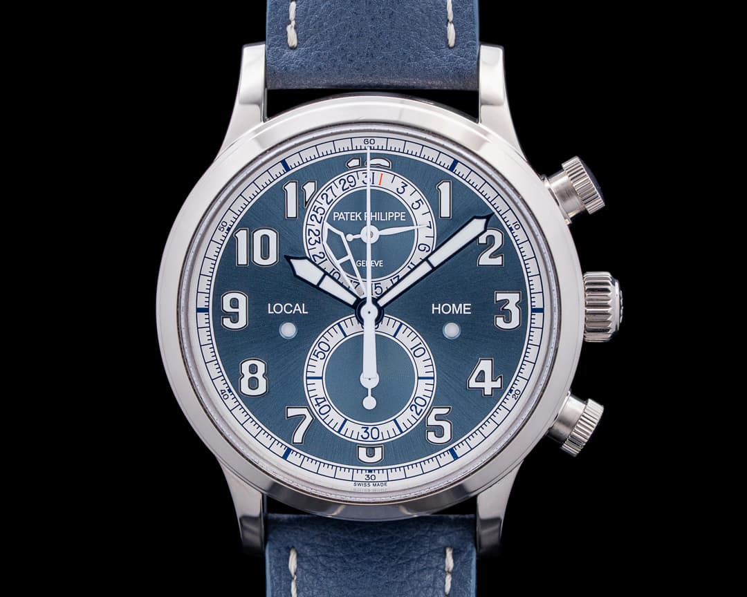 Patek Philippe Calatrava 5924G Pilot Travel Time Chronograph 18K White Gold