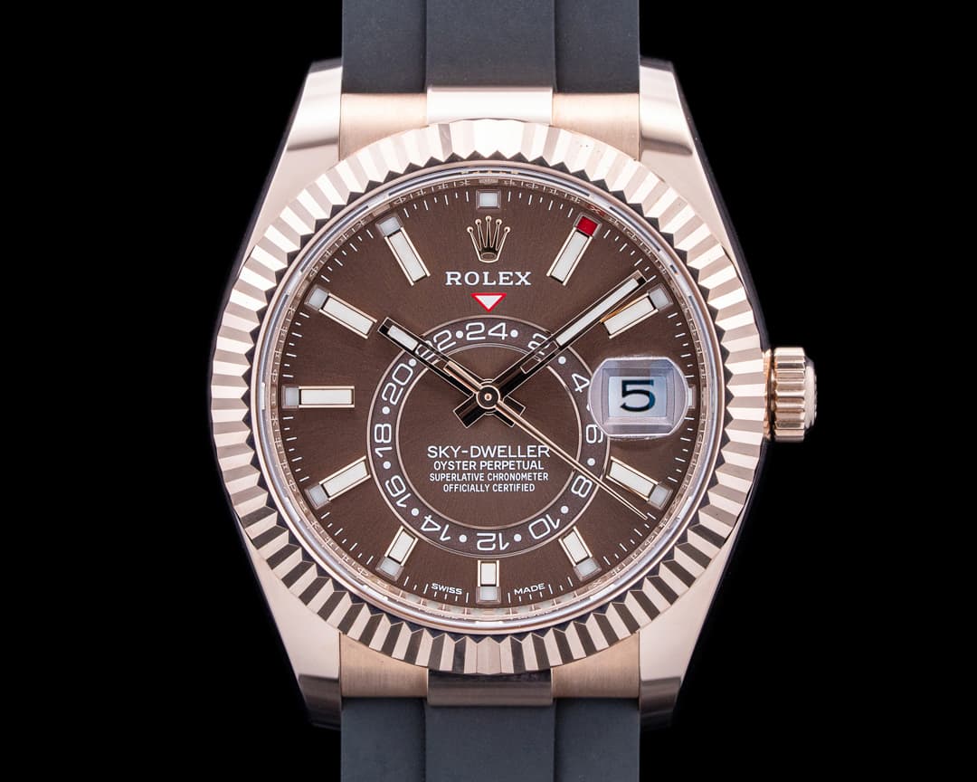 Rolex 326235 Sky-Dweller 18K Everose Gold Brown Dial
