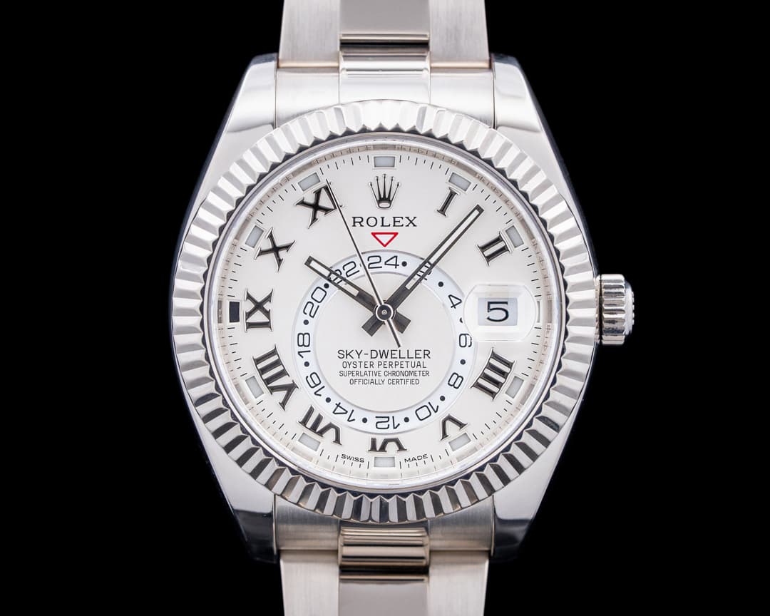 Image of Rolex 326939 Sky Dweller 18K White Gold Silver Roman Dial
