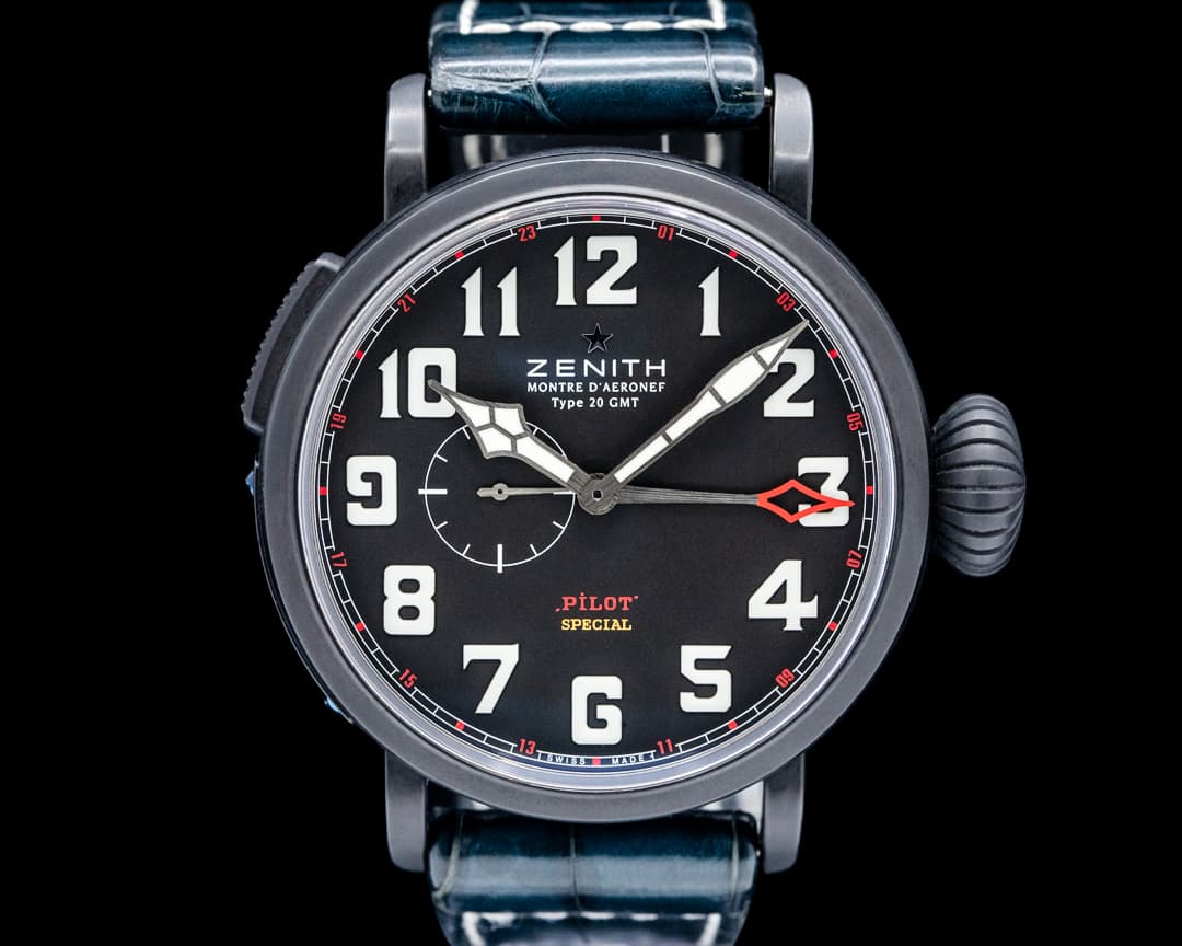 Image of Zenith Pilot Montre d'Aeronef Type 20 GMT Extra Special Titanium Black Dial