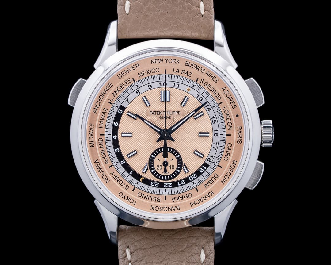 Image of Patek Philippe 5935A World Time Chronograph Flyback SS Salmon Dial