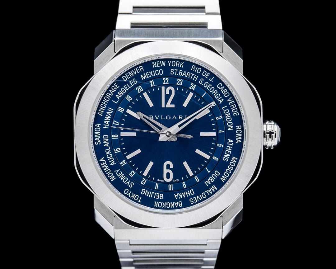 Image of Bulgari 103481 Octo Roma Worldtimer SS Blue Dial