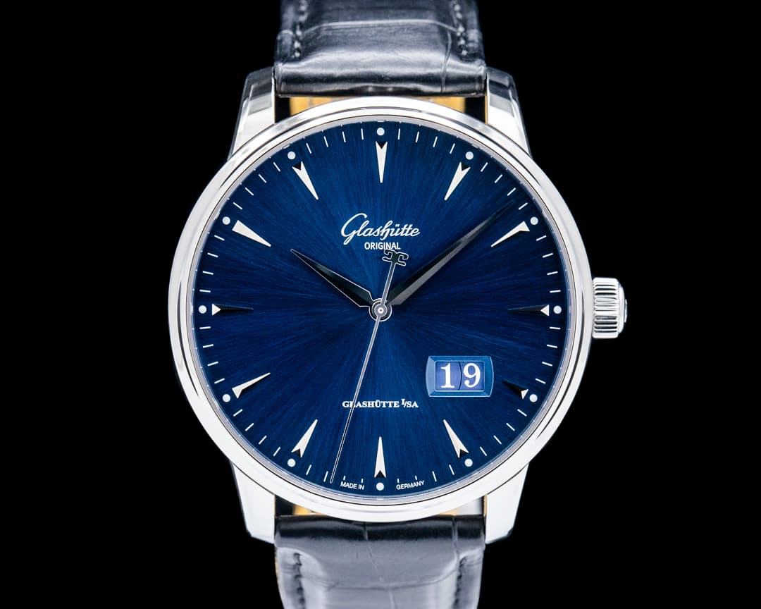 Image of Glashütte Original Senator Excellence Panorama Date SS Blue Dial