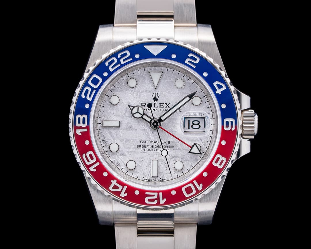 Rolex 126719BLRO GMT-Master II Pepsi 18K White Gold Meteorite Dial
