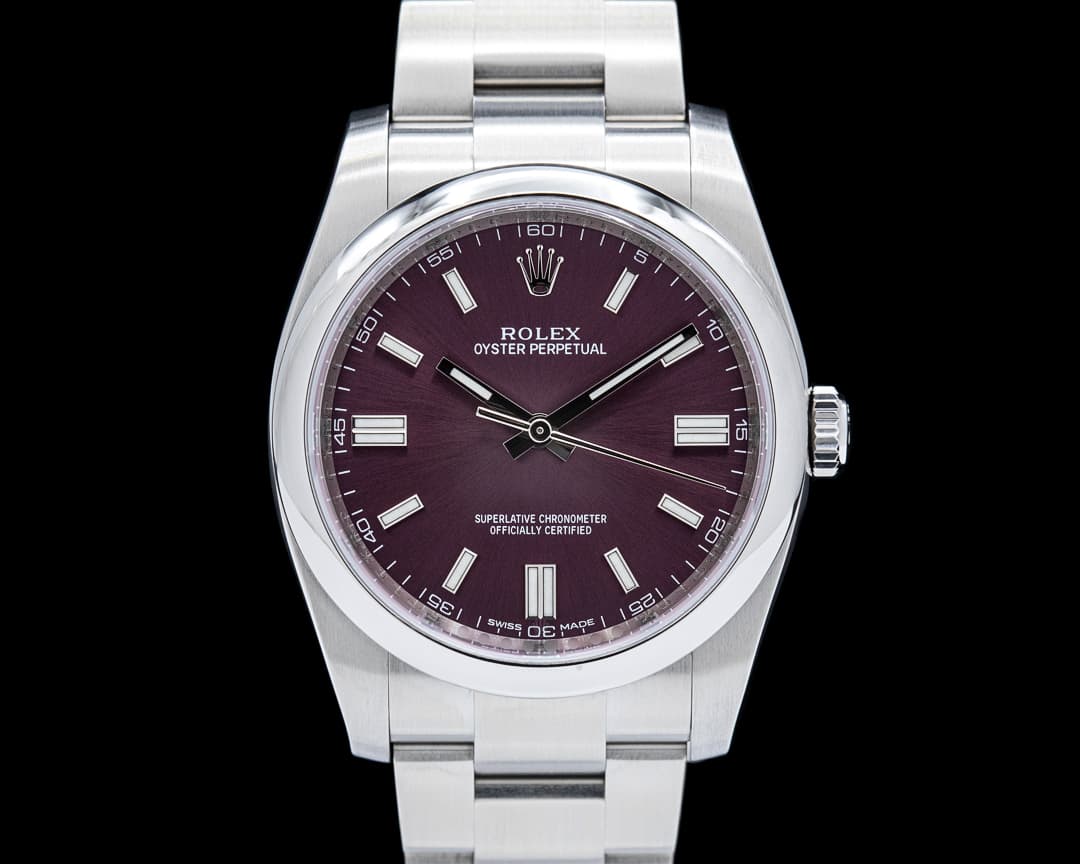 Image of Rolex 116000 Oyster Perpetual 36 SS Red Grape Dial