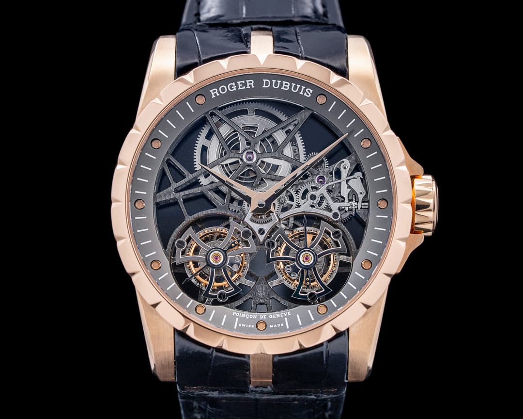 Roger Dubuis Excalibur Skeleton Double Flying Tourbillon 18K Rose Gold Skeleton Dial