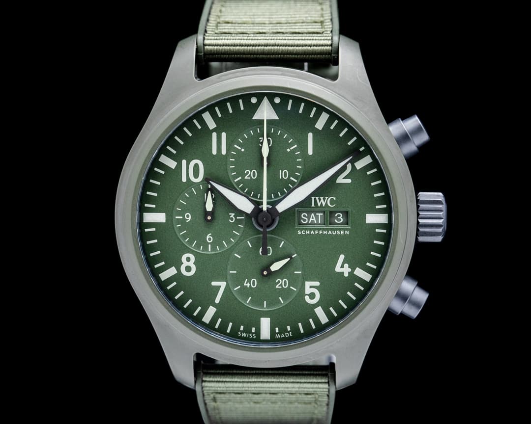 Image of IWC IW389106 Pilot Chronograph Top Gun "Woodland" Ceramic Green Dial 2026