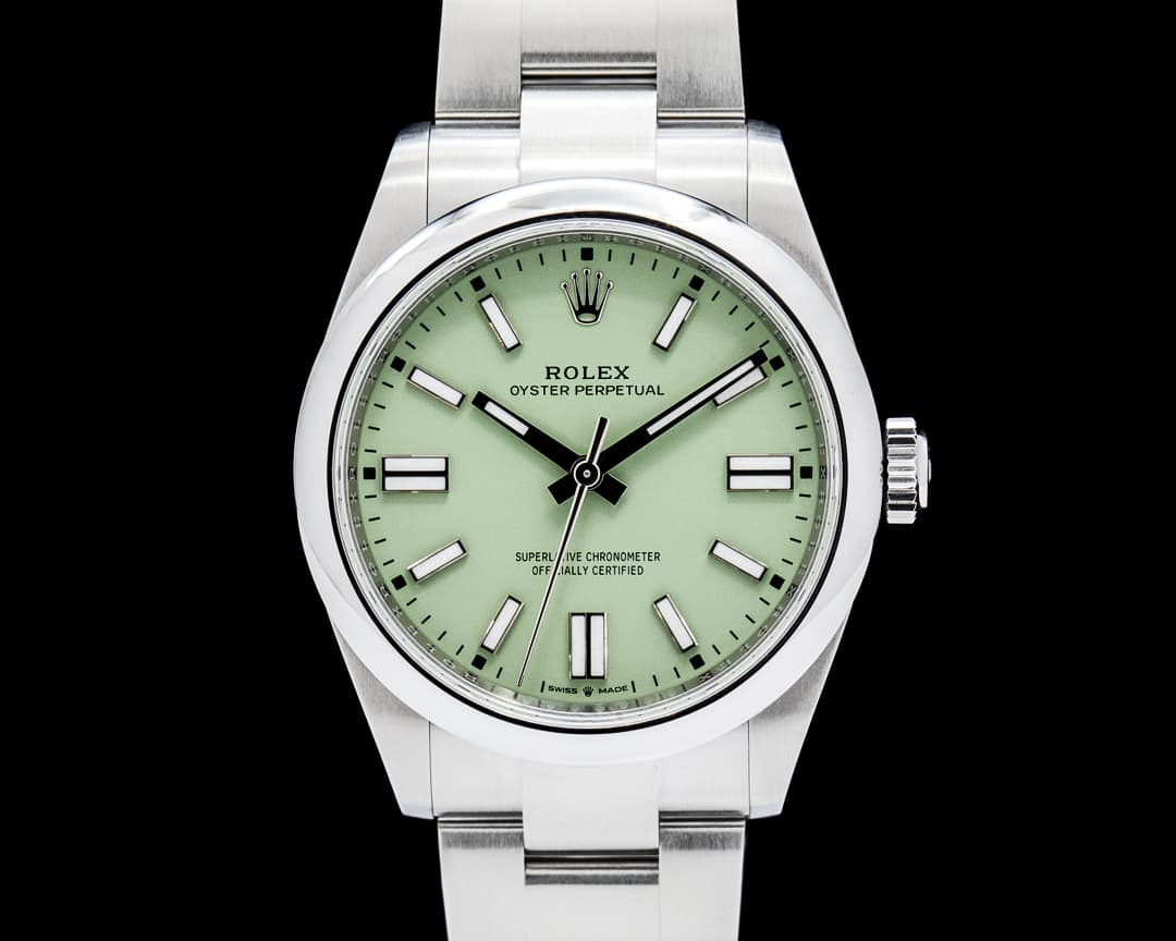Image of Rolex 134300 Oyster Perpetual SS Pistachio Green Dial 2025