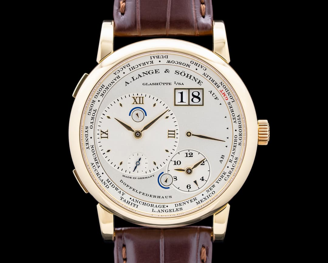 A. Lange & Söhne 116.021 Lange 1 Time Zone 18K Yellow Gold Silver Dial