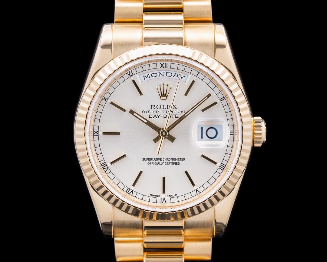 Rolex 118238 Day-Date President 18K Yellow Gold Silver Dial
