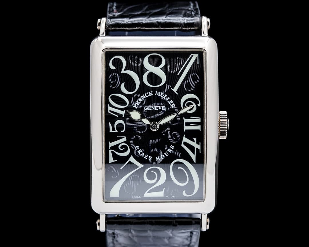 Franck Muller Long Island Crazy Hours 18K White Gold Black Dial