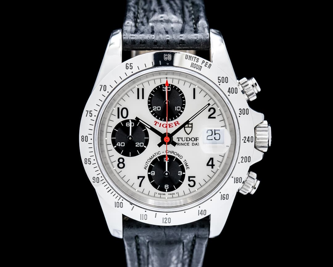 Image of Tudor Prince Date "Tiger" Chronograph SS White Panda Dial
