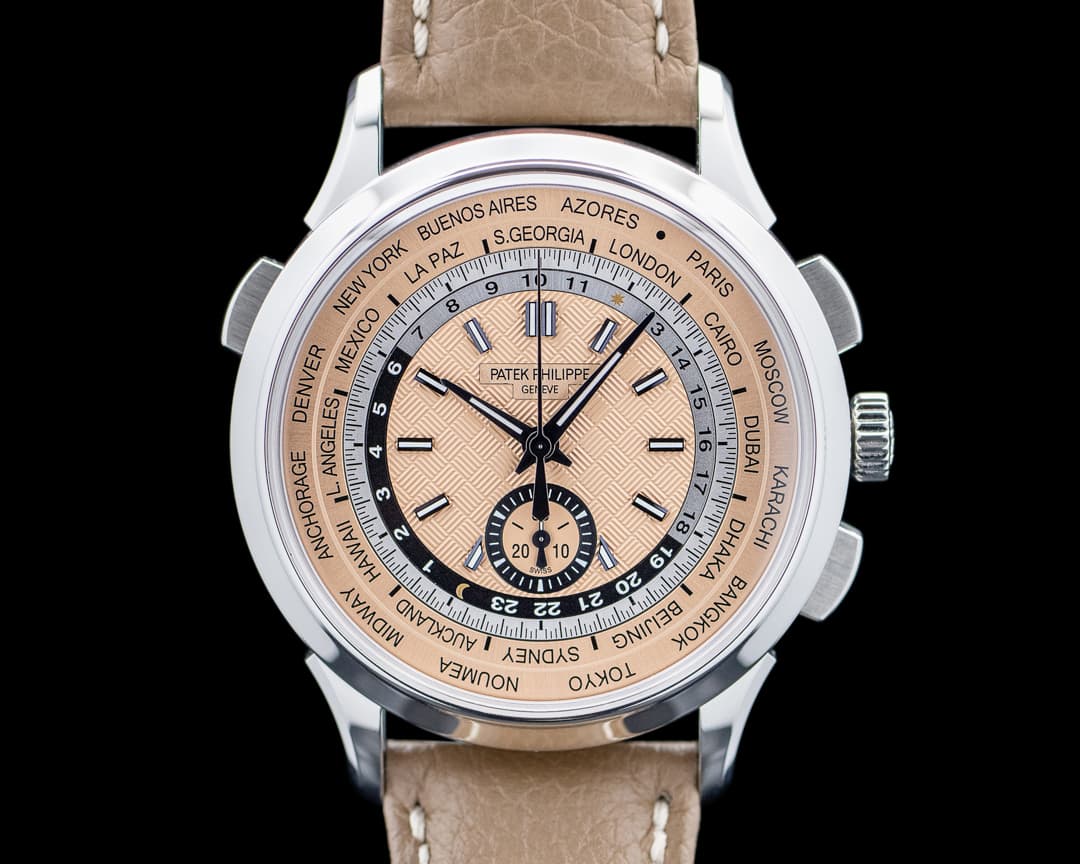 Image of Patek Philippe 5935A World Time Chronograph Flyback SS Salmon Dial