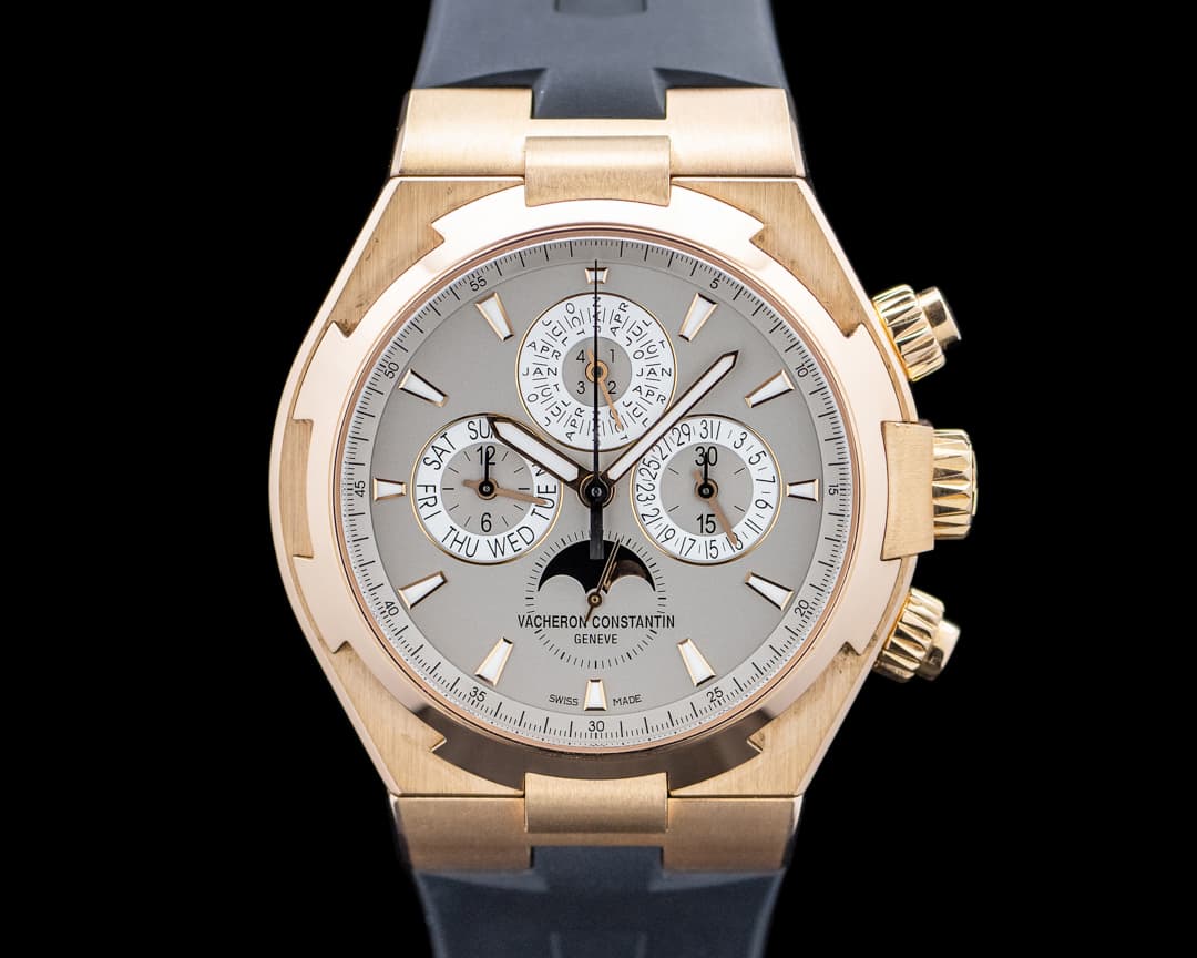 Image of Vacheron Constantin 49020 Overseas Chronograph Perpetual Calendar 18K Rose Gold Gray Dial