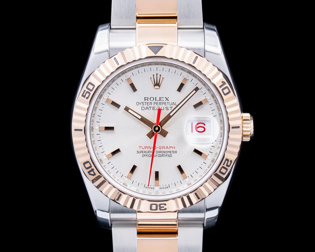 Rolex Datejust Turn-O-Graph "Thunderbird" 18K RG / SS Silver Dial Circa. 2005