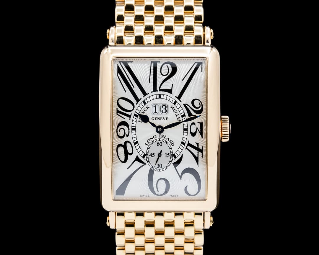 Franck Muller 1200 S6 GG Long Island Big Date 18K Yellow Gold Silver Dial