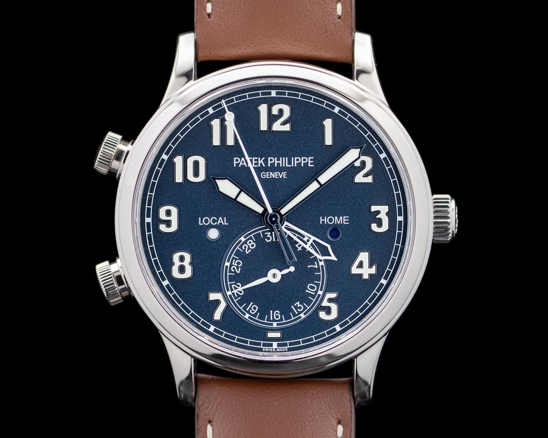 Patek Philippe 5524G Calatrava Pilot Travel Time 18K White Gold Blue Dial