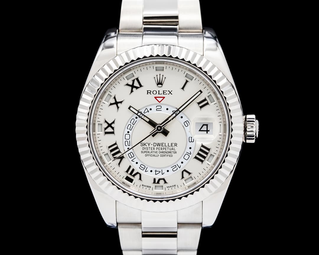 Image of Rolex 326939 Sky Dweller 18K White Gold Silver Roman Dial