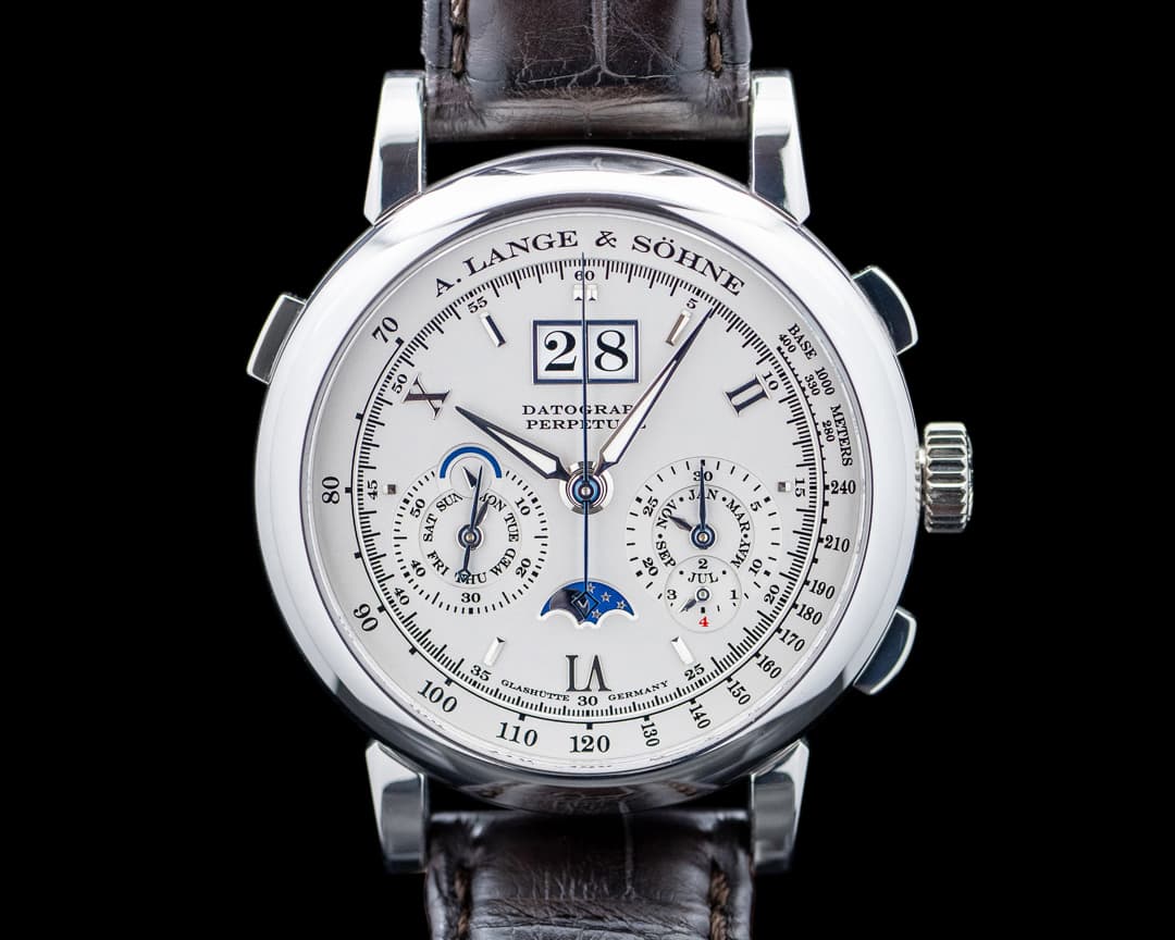 A. Lange & Söhne 410.025 Datograph Perpetual Calendar Platinum Silver Dial