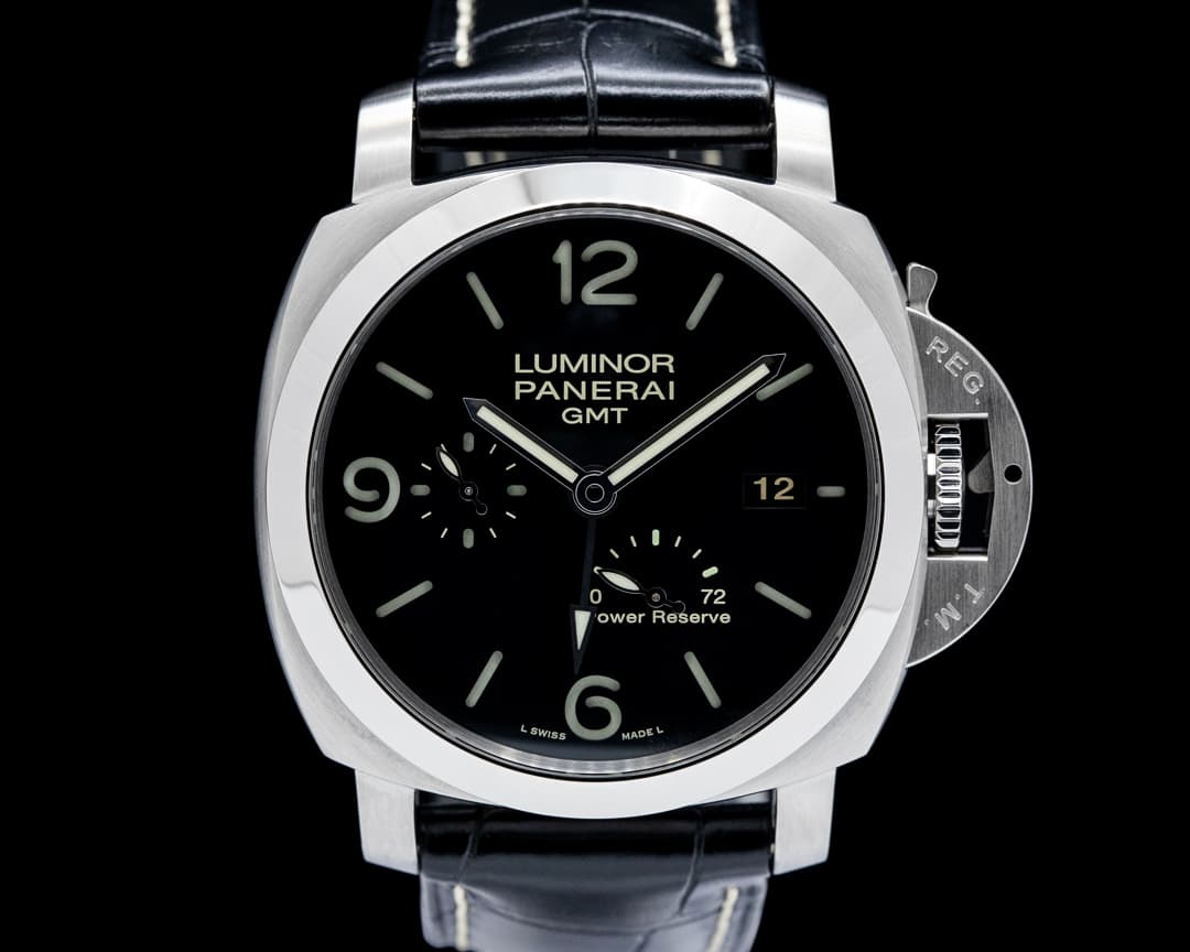 Image of Panerai PAM00321 Luminor 1950 3 Days GMT Power Reserve SS Black Dial